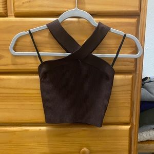 Aritzia Babaton Sculpt Knit Criss Cross Cropped Tank